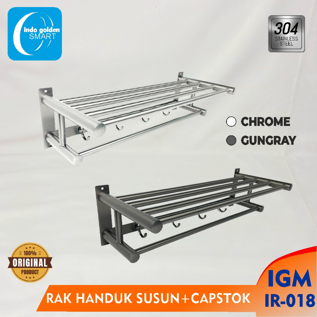 RAK HANDUK IGM SUSUN+CAPSTOK RAK HANDUK GANTUNGAN KAMAR MANDI IR-018