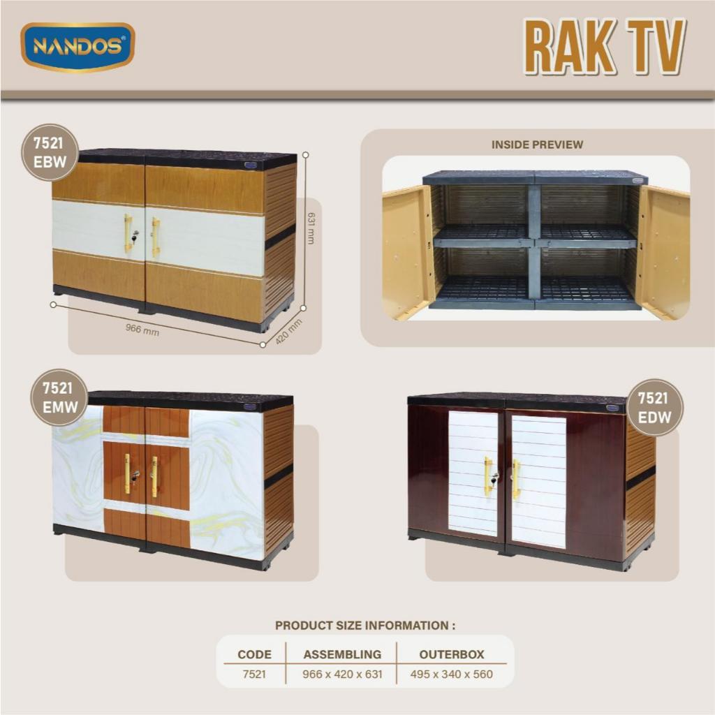 Lemari TV Kabinet Plastik 2 Pintu | Meja Buffet TV Serbaguna Nandos