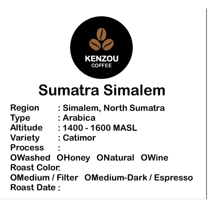 

Kenzou Coffee Biji Kopi Arabika Sumatra Simalem Yellow Honey 200gr