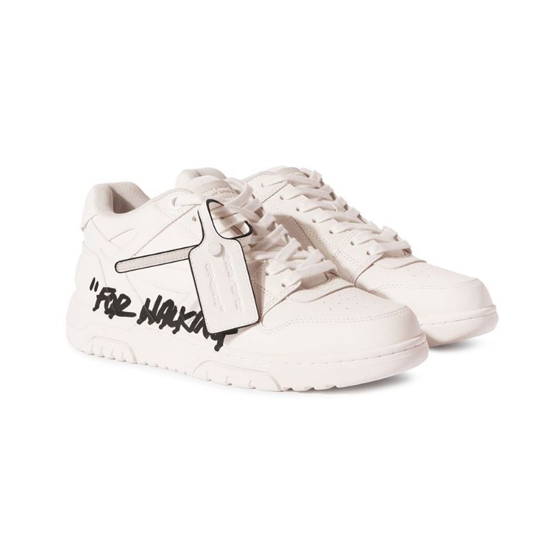 Off-White Out Of Office "For Walking" Low-Top Sneakers White with Black Outlined Tag White