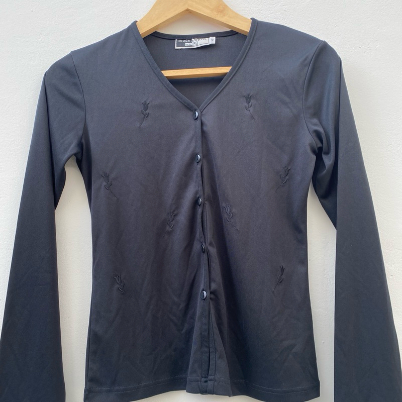 PRELOVED Cardigan Outer Hitam Bordir Tulip