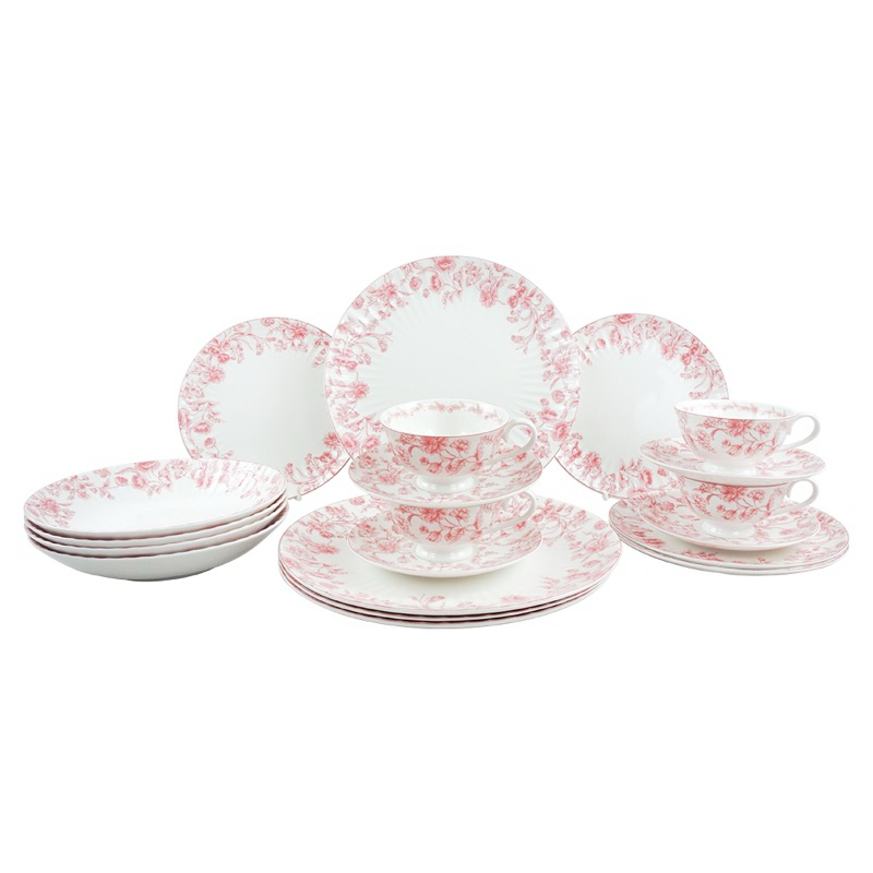 Saint James Janet Dinner Set 20pcs Dining piring plate Peralatan Makan Red White Merah Putih