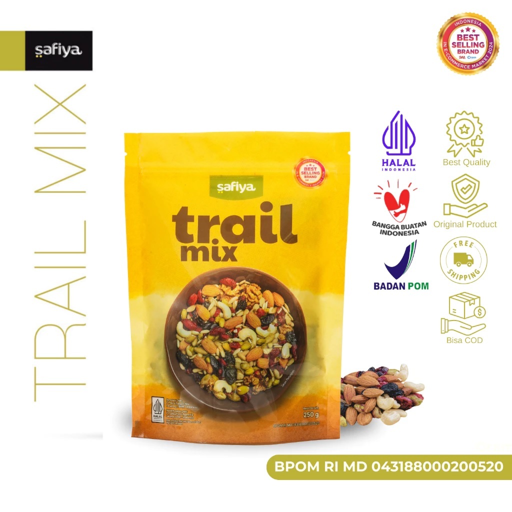 

Safiya Trail Mix Original 250 Gram Dried Fruit Seed Nut Roasted Premium