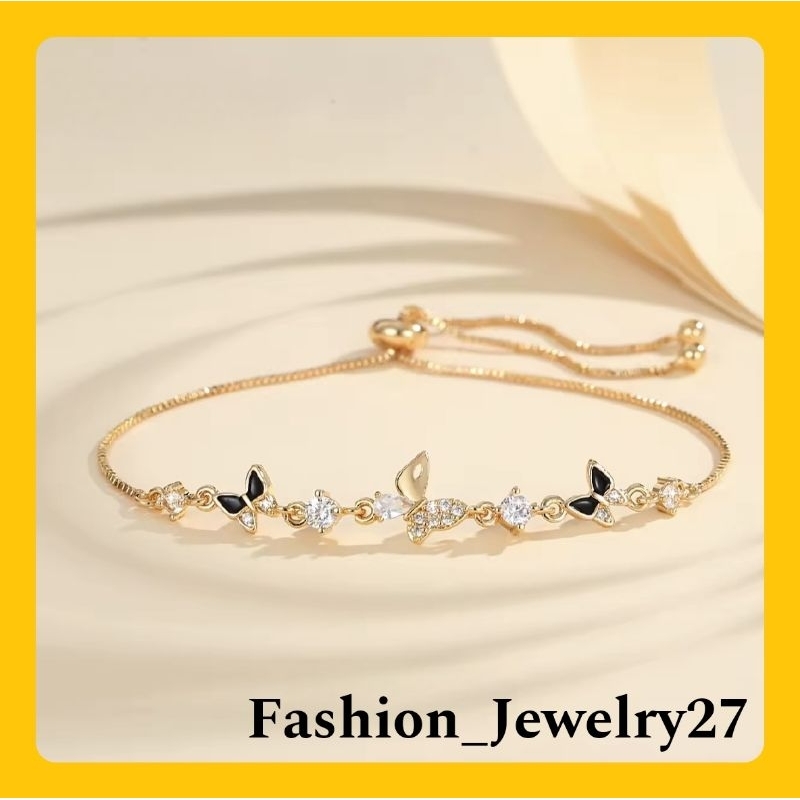 New Gelang Serut Wanita Kupu-Kupu Hitam Permata