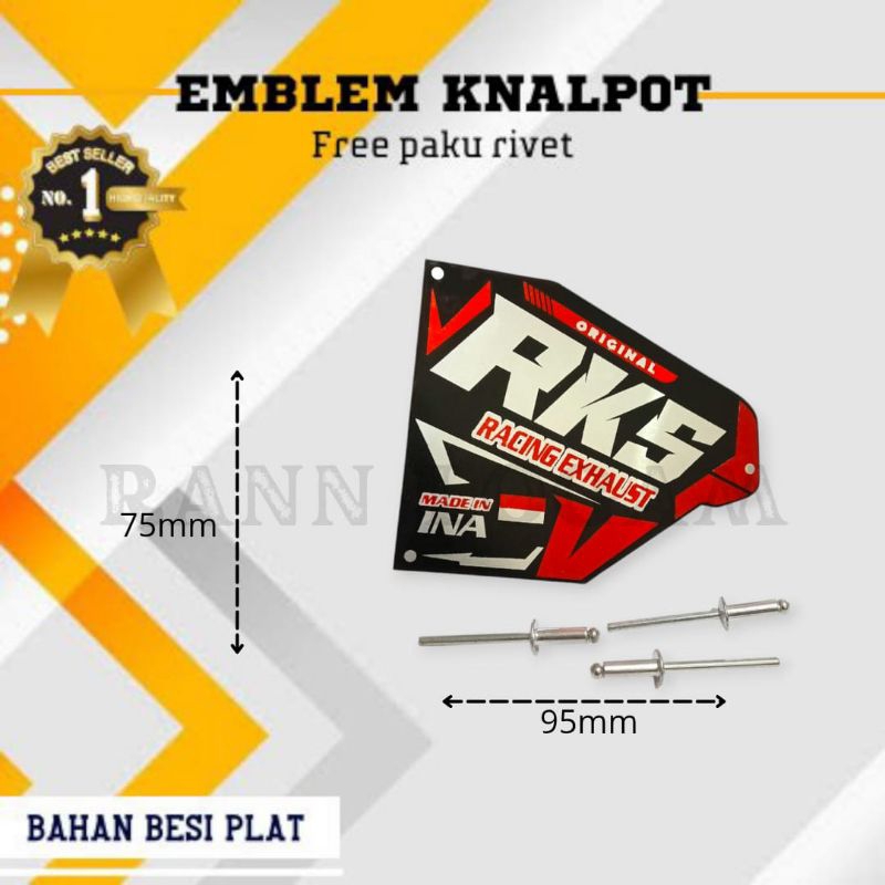 Emblem knalpot merek RKS Gratis paku rivet