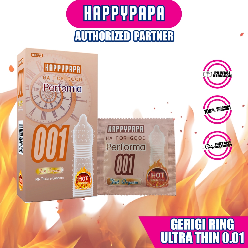 Kondom Gerigi Ring Sensasi Panas Super Tipis 0,01 - Happy Papa Performa Hot