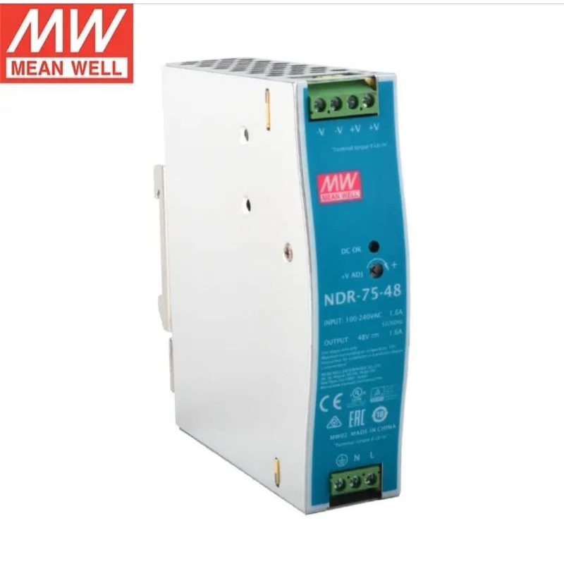 MEAN WELL MEANWELL NDR 75-48 75W 48V 1,6A INDUSTRIAL DIN RAIL PSU