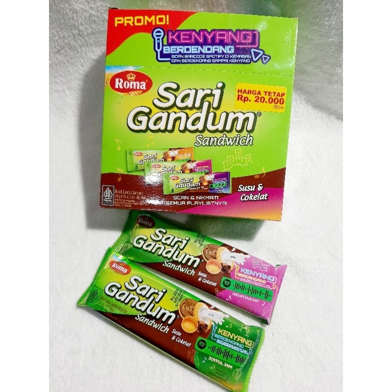 

Roma Sari Gandum box | Biskuit Sandwich | Isi 12 Pcs | Sandwich Susu dan Coklat