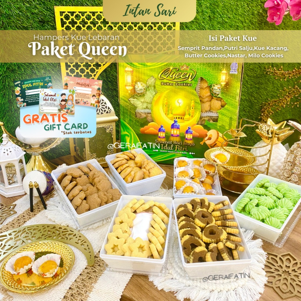 

PROMO!!! PAKET KUE LEBARAN INTAN SARI PAKET QUEEN NASTAR DAN KUE SALJU