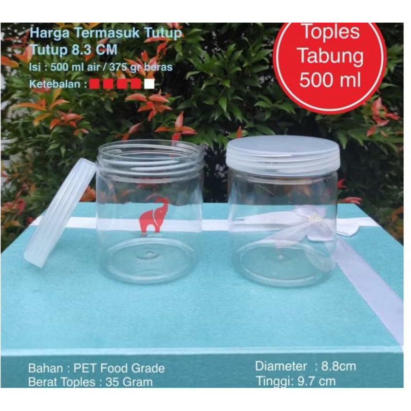JS Toples Tabung Plastik 600ml/Toples Kue Kering/Toples Kue Bening