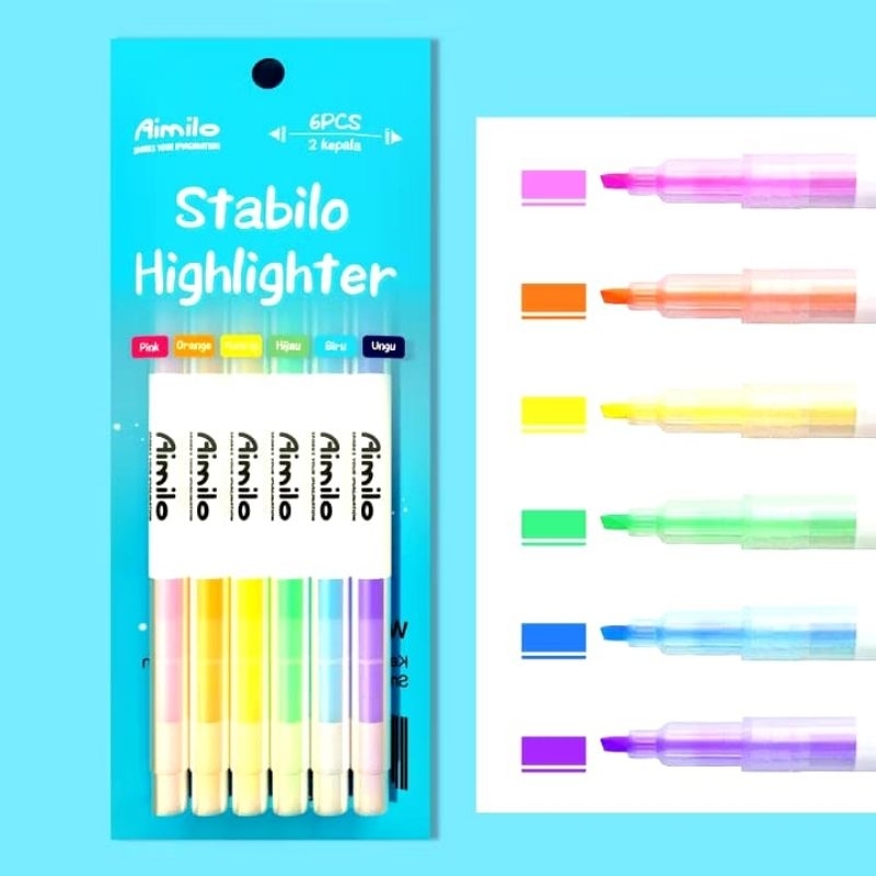 

AC Stabilo Pastel 1 Set Highlighter 2 Sisi 6 Pcs