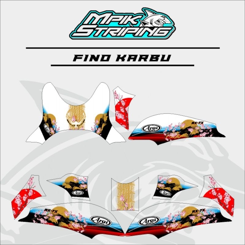 STRIPING STICKER TRANSPARAN FINO KARBU MOTIF DESIGN CUSTOM ARAI SAKURA