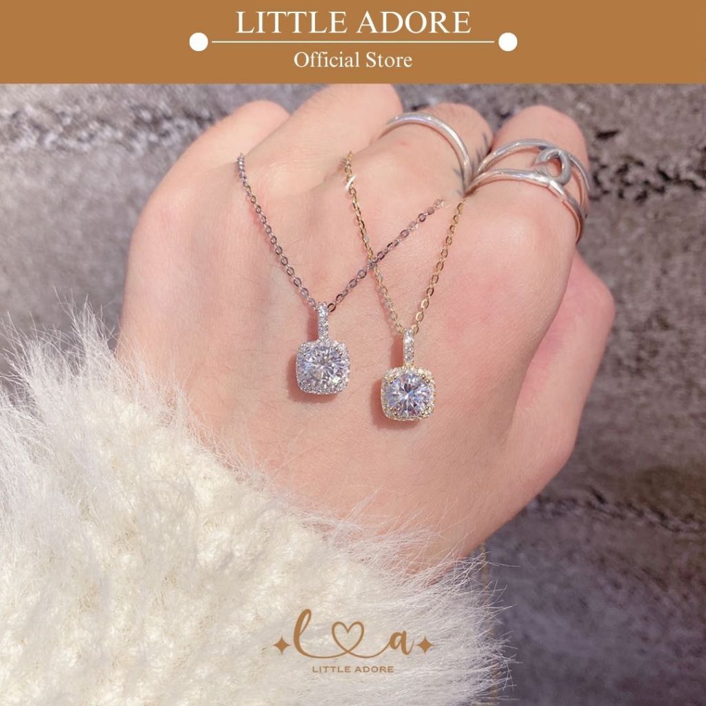 Michelle Necklace - Kalung Wanita Warna Silver  Model Diamond Batu Permata - Kalung Wanita Korea Can