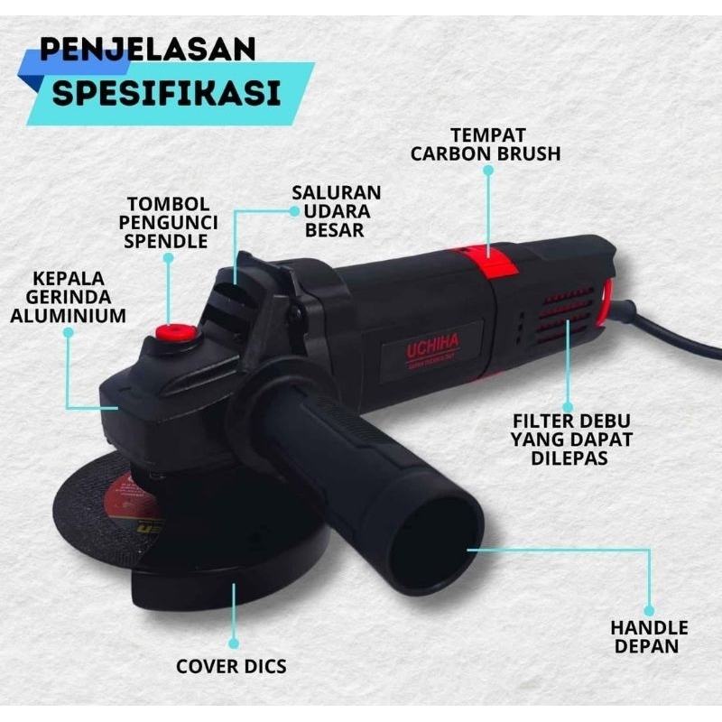 mesin gerinda kuat 4 inchi 801 uchiha Japan technology fulset original