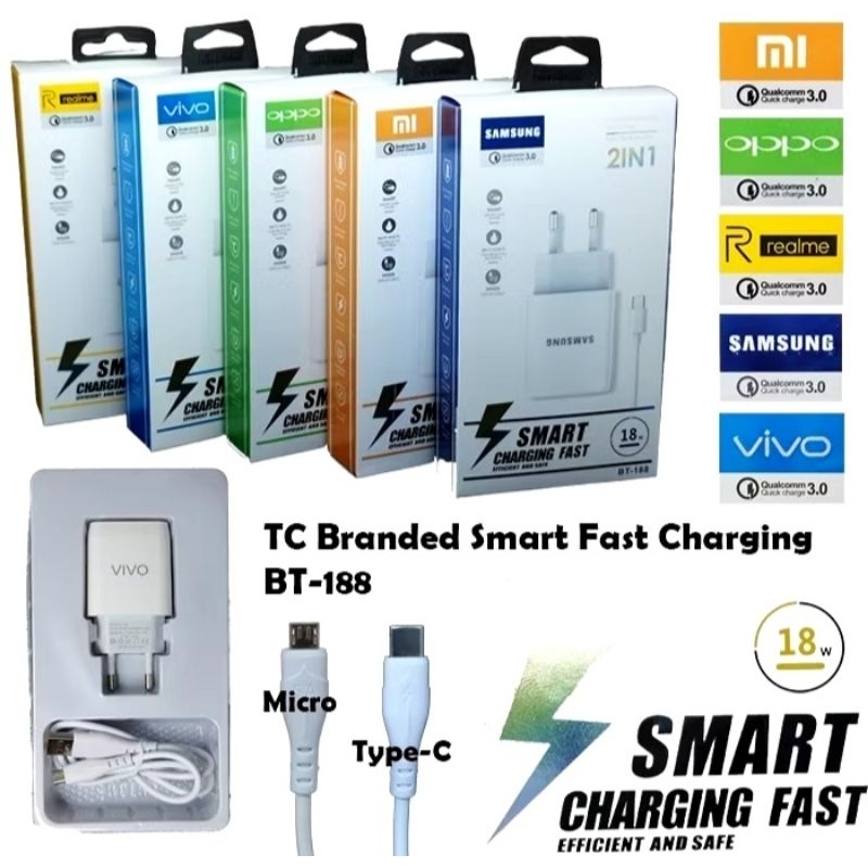 GRATIS ONGKIR GOJEK CHARGER 18W FOR SAMSUNG/OPPO/VIVO/XIAOMI/INFINIX/REALME, SMART CHARGING FAST 18 
