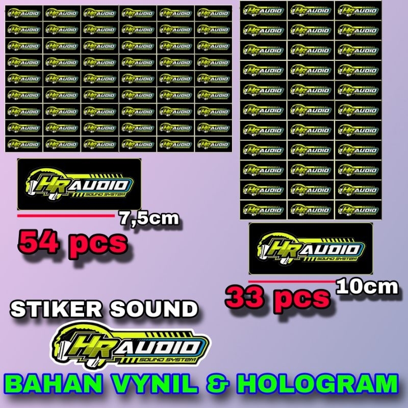 

STIKER HR AUDIO ISI 33 PCS DAN 54 PCS BAHAN VYNIL DAN HOLOGRAM