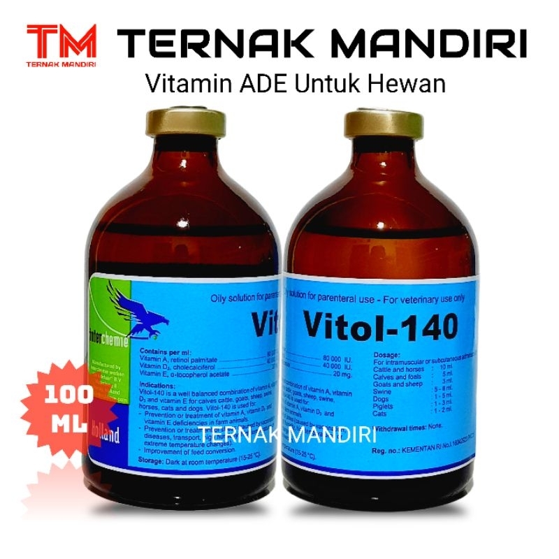VITOL 140 100ml Ori Vitamin ADE Memperbaiki Kondisi Produktivitas Hewan