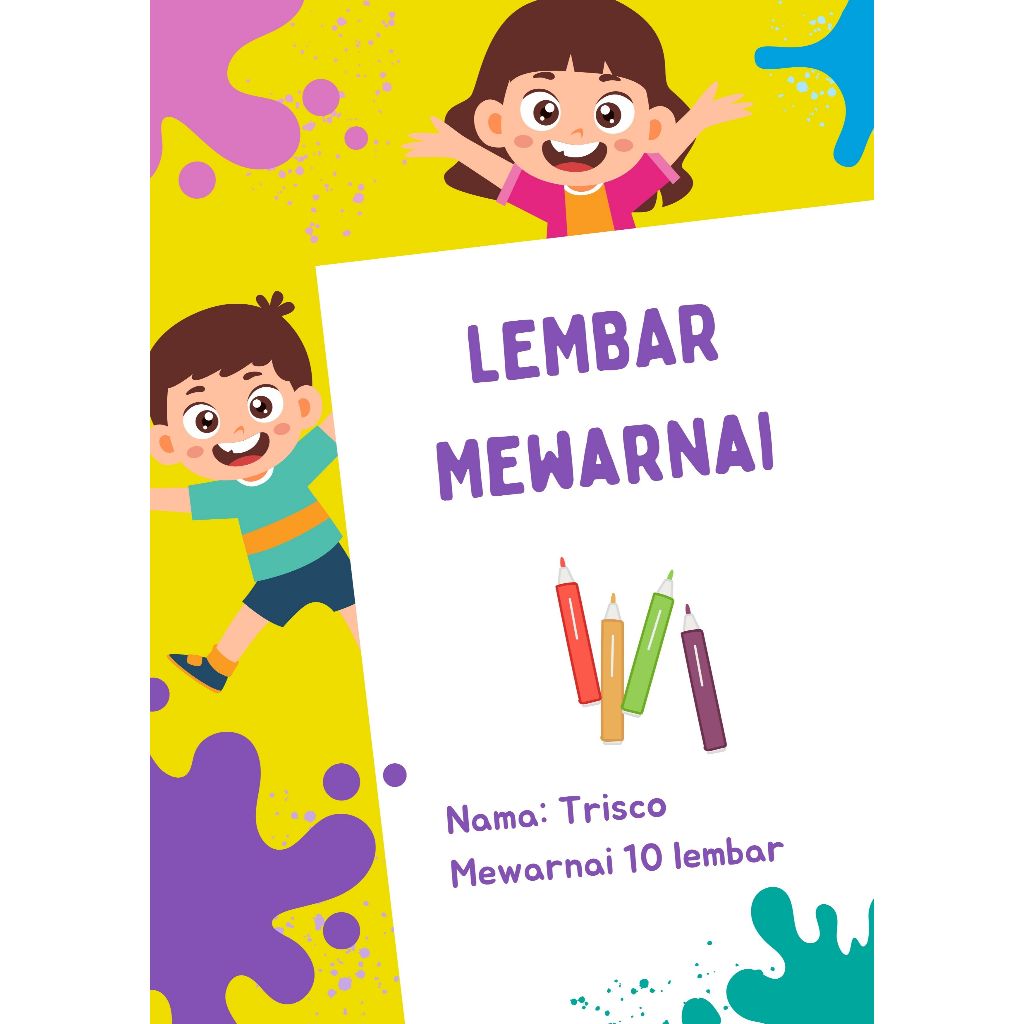 Lembar Mewarnai Anak A4 Colouring Pages-Tema Hewan 10 Lembar Kertas Mewarnai Tebal
