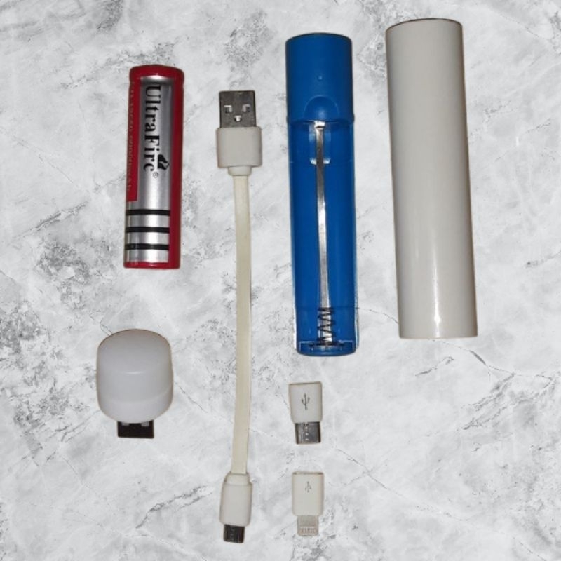 Alat Mini Lampu USB Powerbank Emergency Satu Slot Baterai ReCharge