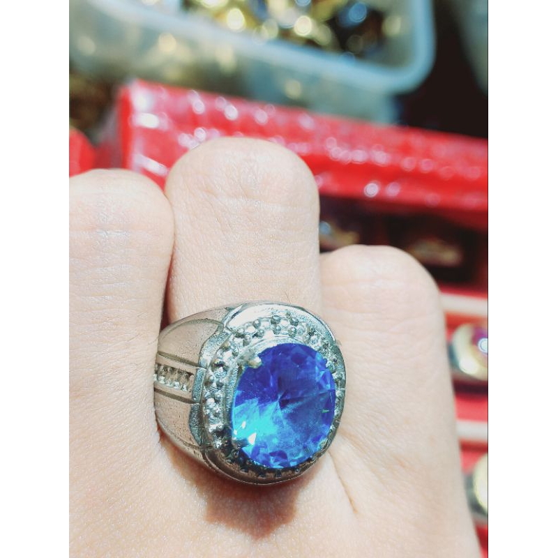 BATU CINCIN KING SAFIR CATAM KUALITAS SUPER TERBAIK SIAP PAKAI