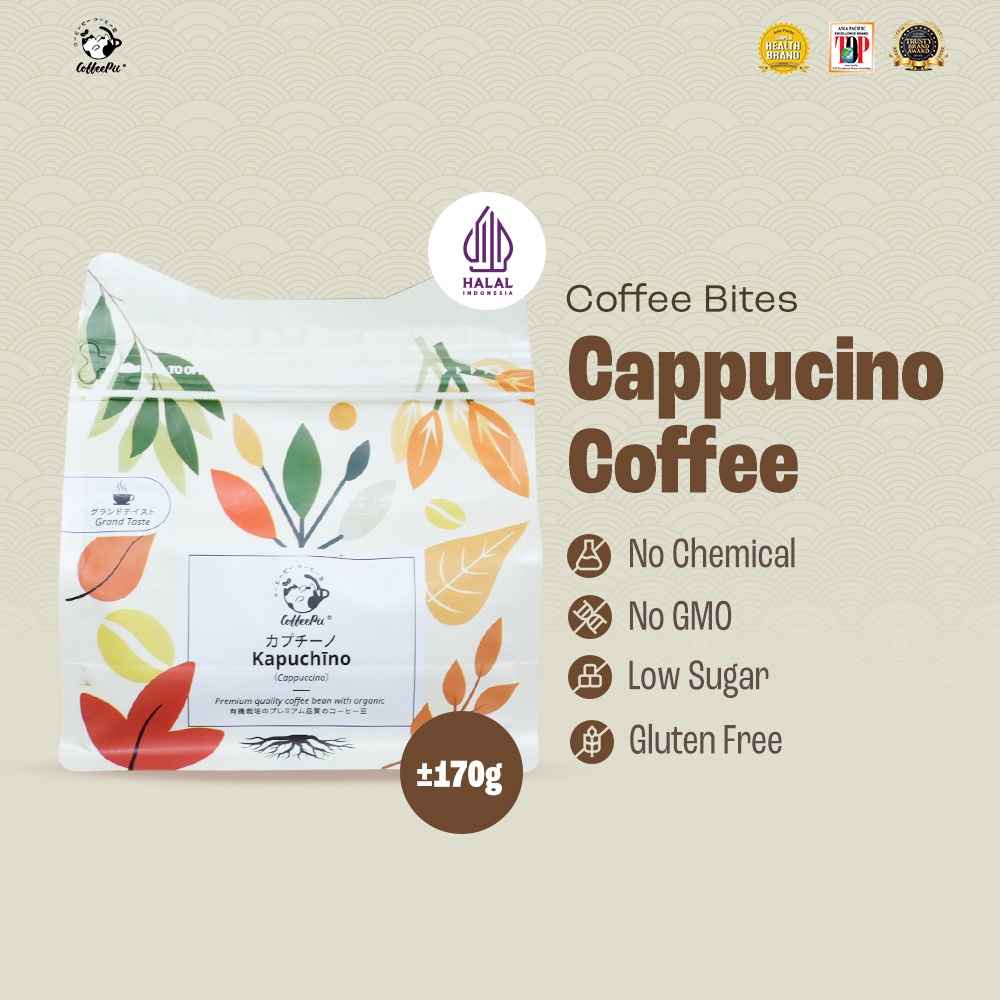 

Coffeepii Indonesia - Cappuccino - Coffee Bites | Coffee Treats | Snack Sehat Low Sugar | Snack Import Jepang - Full Size (±170 pcs)