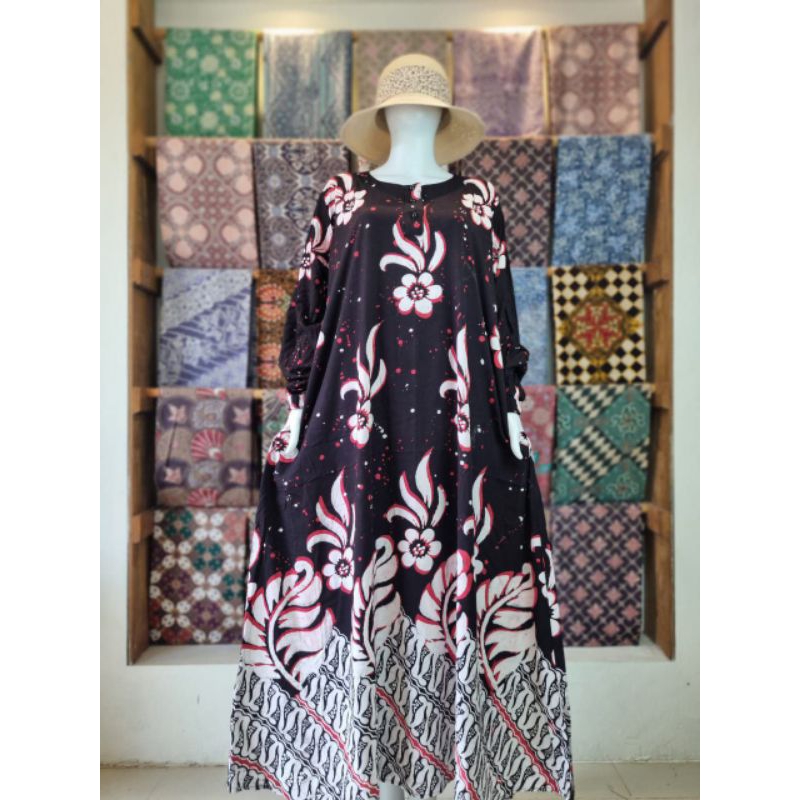 Gamis LUKIS Ld 125 Pb 138 Kancing Depan Rayon Premium Candi Mekar Jumbo Daily Homedress Batik Pekalo