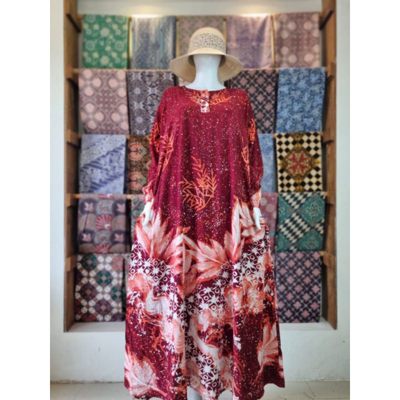 Gamis LUKIS Ld 125 Pb 138 Kancing Depan Rayon Premium Candi Mekar Jumbo Daily Homedress Batik Pekalo