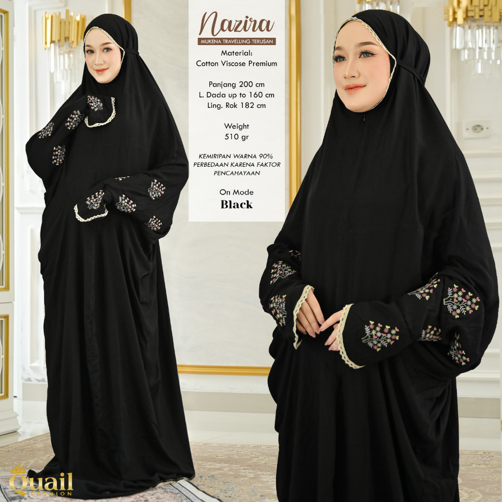 NAZIRA MUKENA TERUSAN TRAVELLING,,BAHAN SOFT LEMBUT ADEM,,LOOKSNYA ELEGANT DAN BORDIRAN DI BAGIAN LE