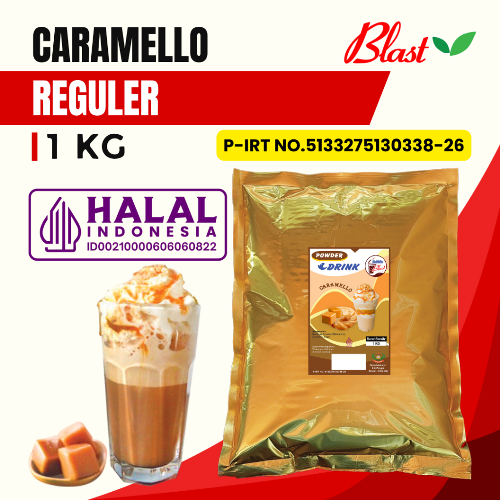 

Bubuk CARAMELLO 1 KG - Bubuk Minuman Rasa Caramel - Powder Mix Creamer + Gula