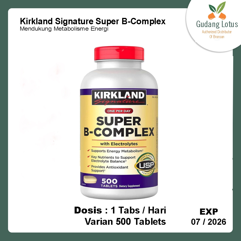 Kirkland Signature Super B-Complex 500 Tablets - Mendukung Metabolisme Energi
