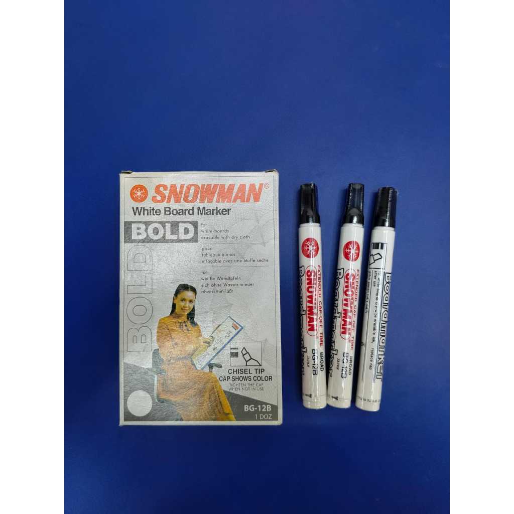 

SNOWMAN SPIDOL WHITEBOARD CHISEL SNOWMAN BG-12B UJUNG PIPIH MIRING KALIGRAFI BOLD / SPIDOL WHITEBOARD