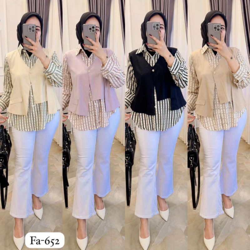 kemeja Blouse wanita vest 2 in 1