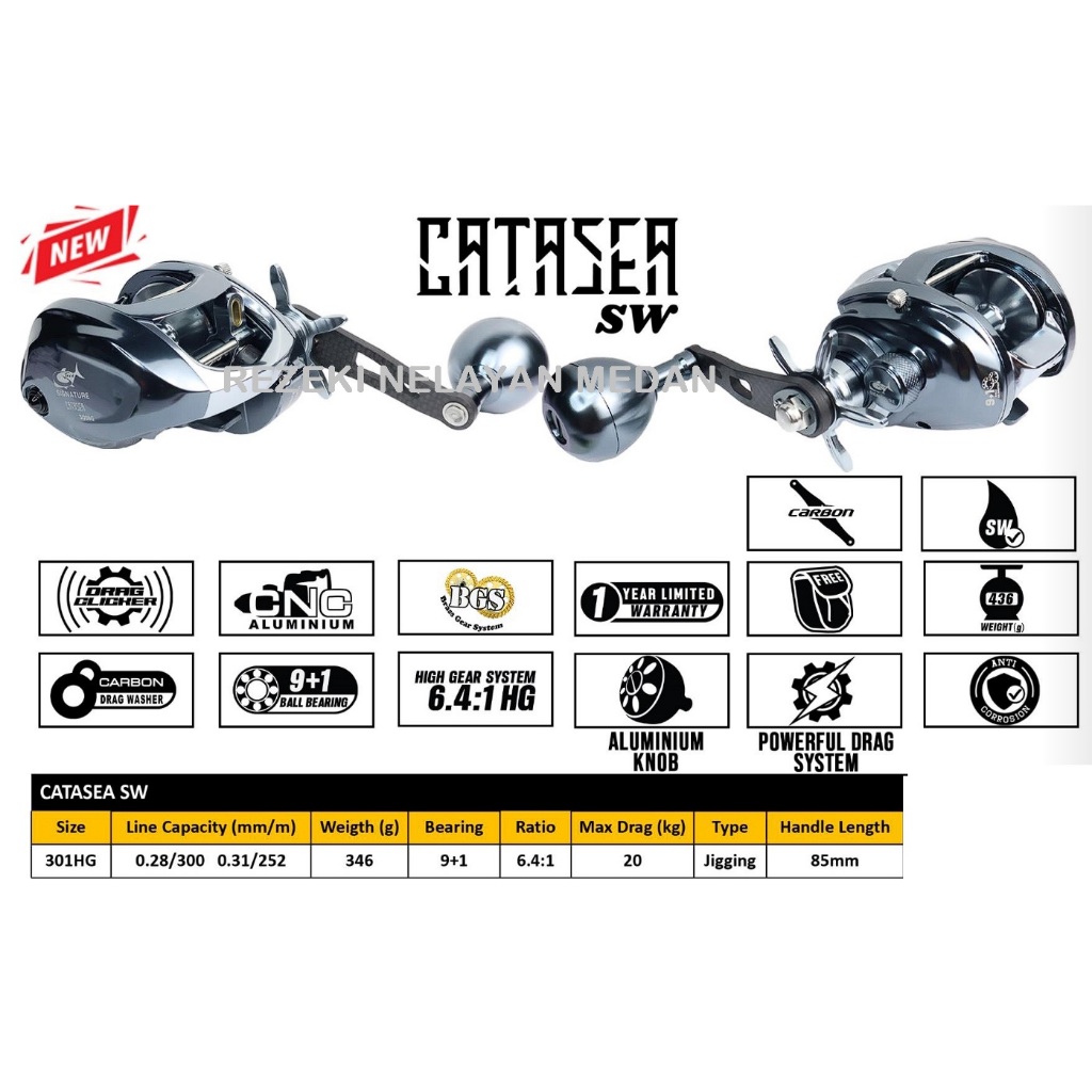 Reel Light Jigging G-TECH Catasea SW 301HG | Reel Overhead G-TECH