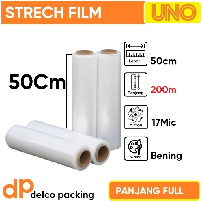 

Stretch Film OEM Plastik Wrapping tinggi 50 Cm Panjang 200 Meter Full 17 Micron