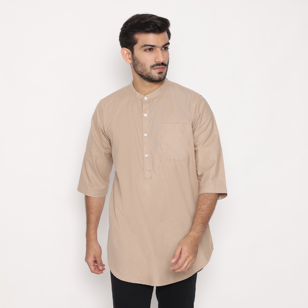 Dancus Kemeja Koko Pakistan Pria / Koko Kurta Pria Warna Khaki OLRM260
