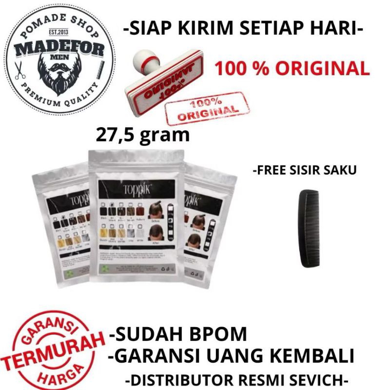 TOPPIK PENEBAL RAMBUT BOTAK DAN TIPIS | TOPPIK HAIR FIBER ISI ULANG 27.5 GR ORIGINAL PENEBAL RAMBUT