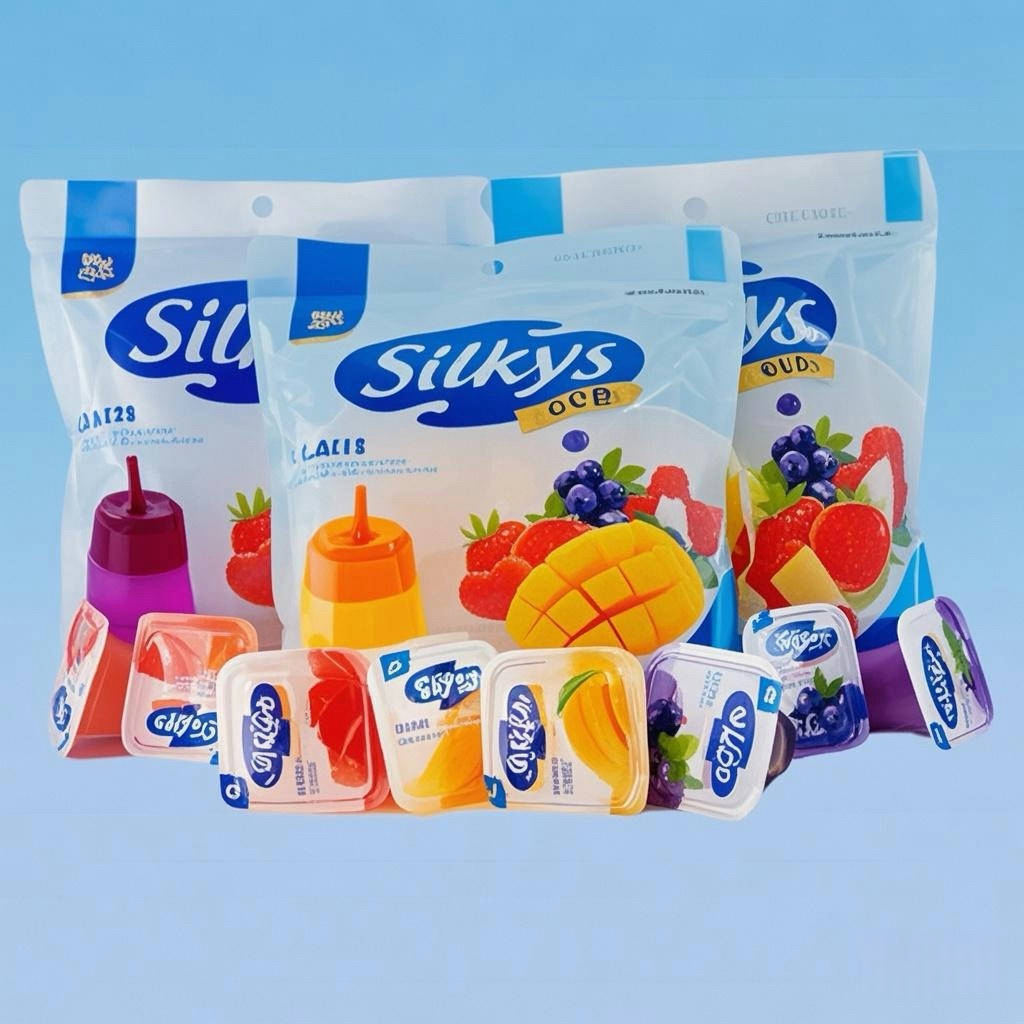 

RB HALALSilkys Puding Jelly isi 50 pcs Duo 2 Gula Aren Rasa Mangga Strawberry Anggur Lapis