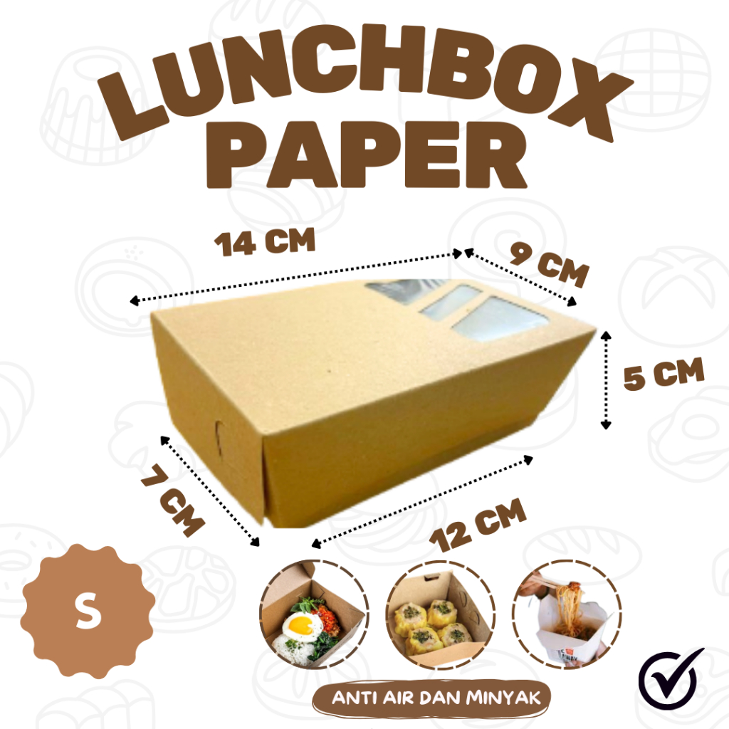 

Paper Lunch Box Bahan Kraft Full Laminasi Size S,M & L Lunchbox Kertas