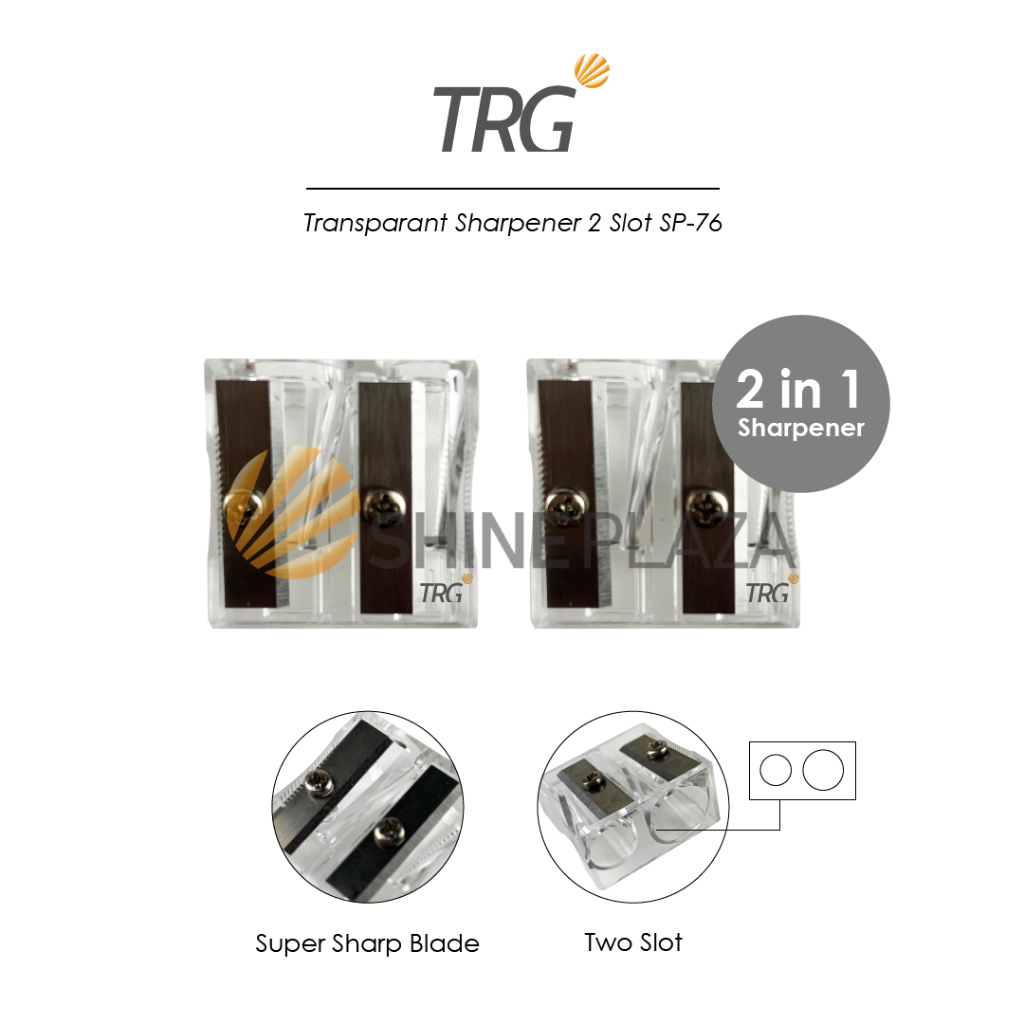

TRG Transparant Pencil Sharpener 2 in 1 SP-76 - Serutan Rautan Pensil Tajam Bening Transparan 2 Lubang TRG