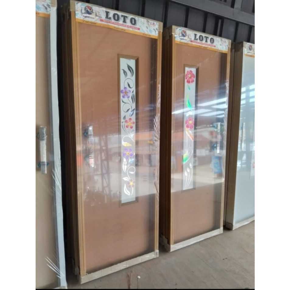 PINTU KAMAR MANDI PVC LONG MINIMALIS KACA COKLAT | PINTU KAMAR MANDI MOTIF MINIMALIS