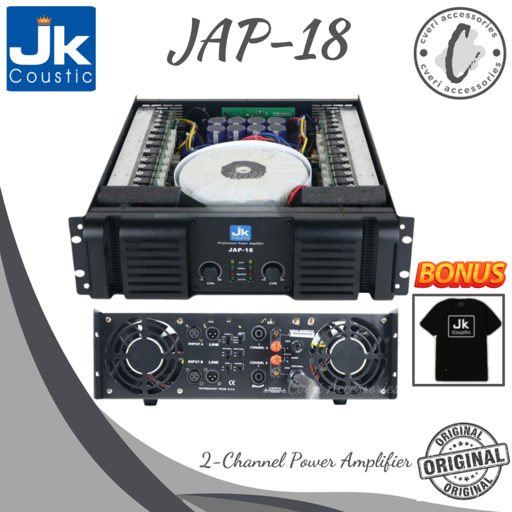 JK Coustic JAP-18 2 Channel Power Amplifier Original JK Coustic JAP18
