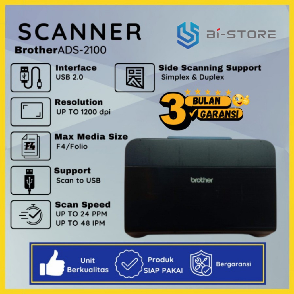Scanner Folio F4 Brother ADS-2100 Bisa Scan Langsung Ke Flash Disk USB