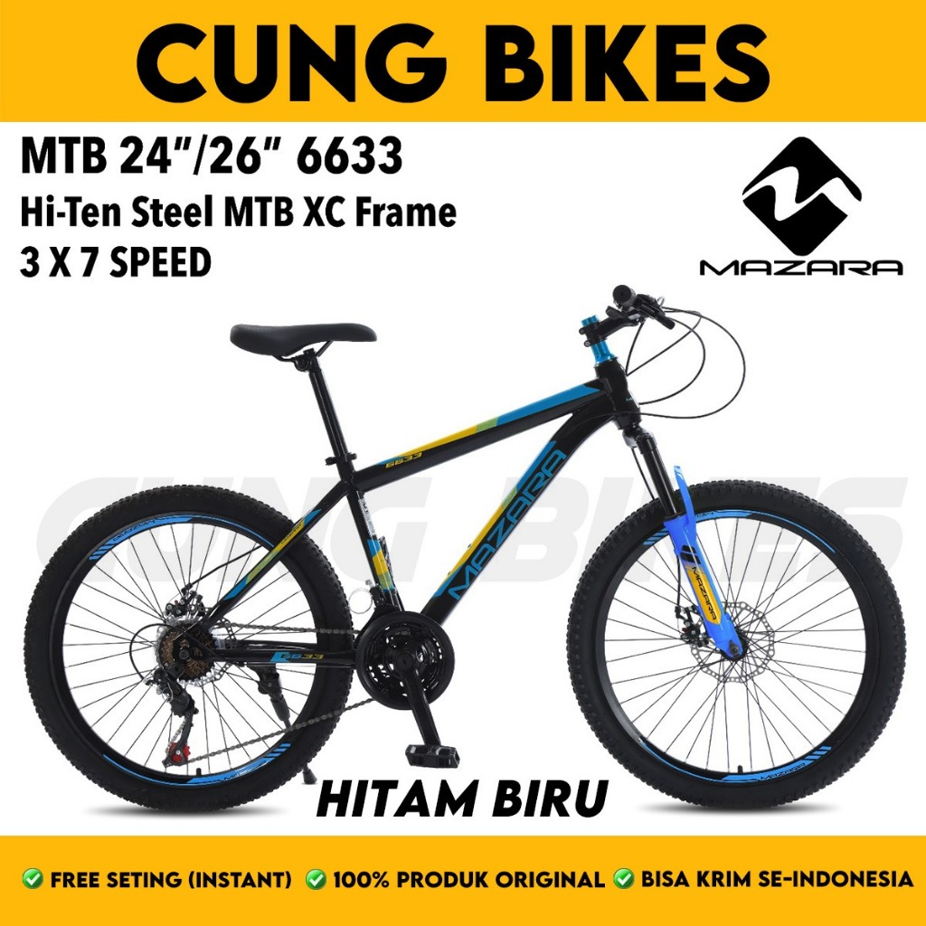 Sepeda Gunung MTB MAZARA 6633 FOSTER 6658 FORWARD Ukuran 24 26 27Inch Rem Cakram 21 Speed ShockDepan