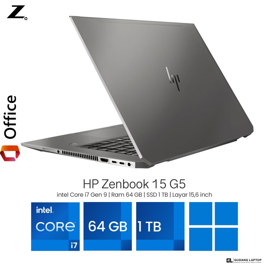 LAPTOP GAMING HP ZBOOK 15 G5 Core i7 Gen 9 RAM 64 GB SSD 2 TB VGA Nvidia Quadro T1000 4 GB