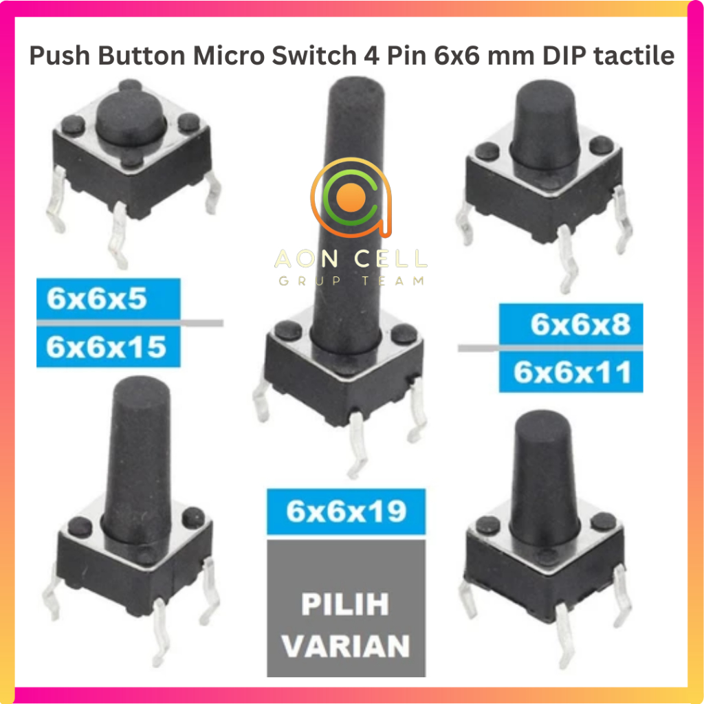 Push Button Micro Switch 4 Pin 6x6 mm DIP tactile