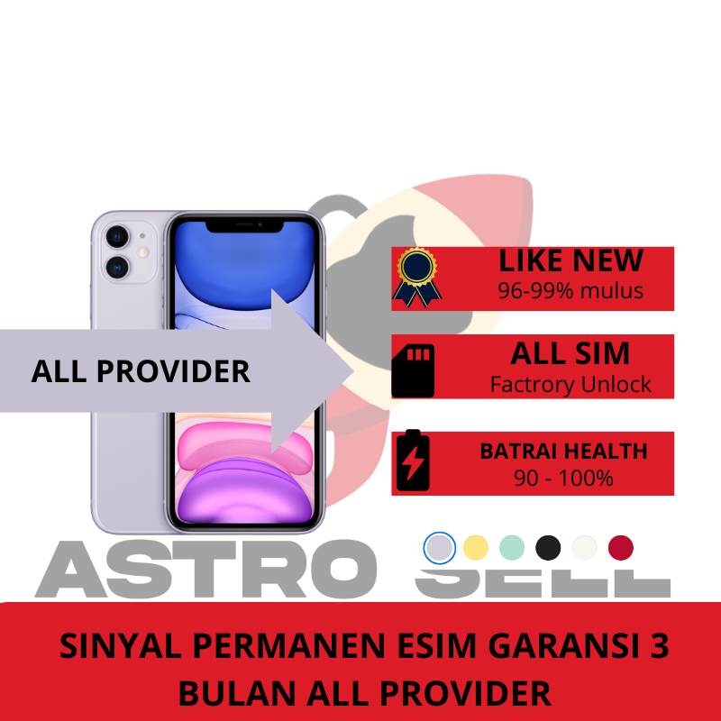Sinyal permanen Ip 11 SECOND 64GB/128GB/256GB GRADE A MULUS FACTORY UNLOCK free soft case iphone
