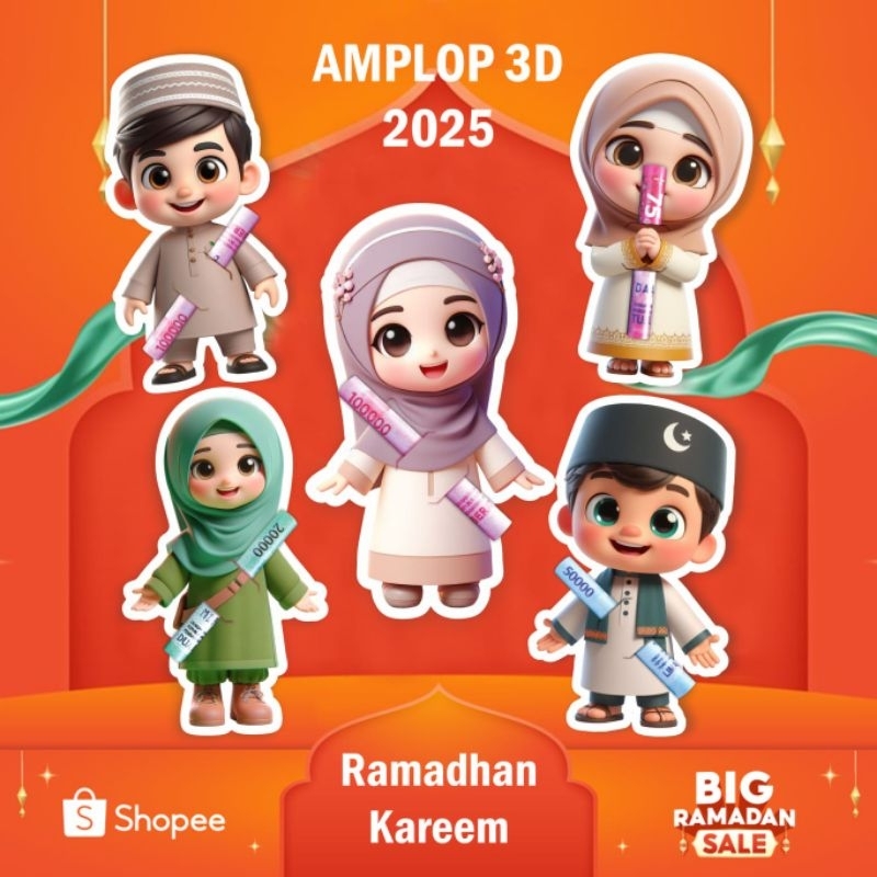 

[ ISI 20 ] Amplop lebaran 2025 model uang peluk 3D amplop karakter amplop angpao thr lebaran thr