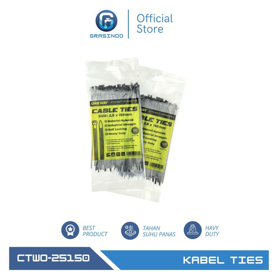 

Kabel Ties Nylon 2,5 x 150 / Kabel Tie Nylon 15 cm Warna - Warni / Kabel Tis Nylon ONE WAY 2,5 X 150 CTWO25150