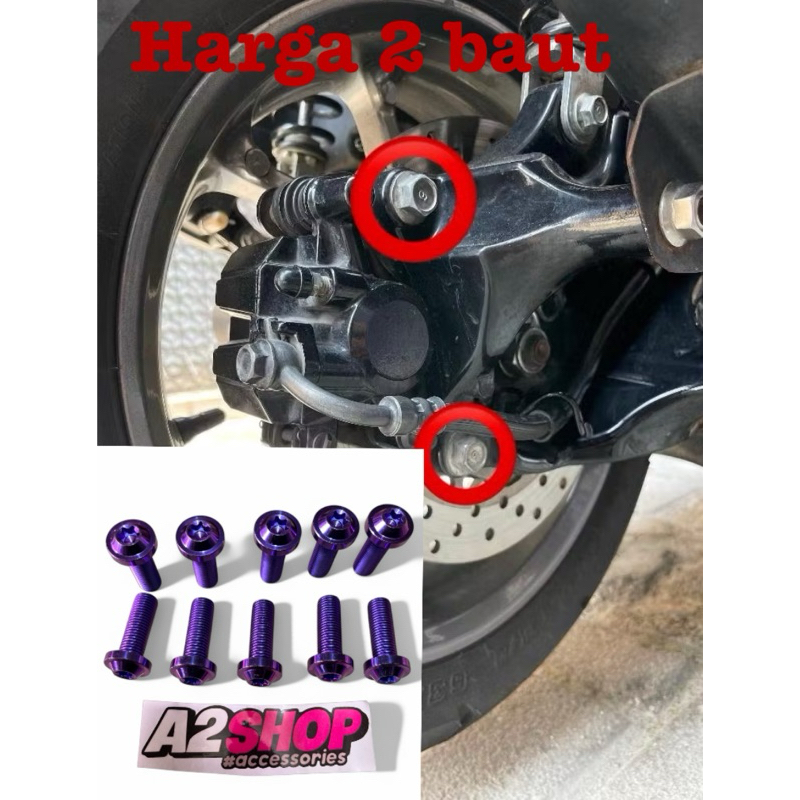 BAUT TITANIUM BREKET KALIPER BELAKANG NMAX HARGA 2 BAUT