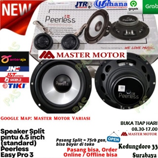 Speaker Split Peerless Easy Pro 3 2022 6.5" tweeter Audio pintu Mobil 6,5 inch Speker pintu dashboar